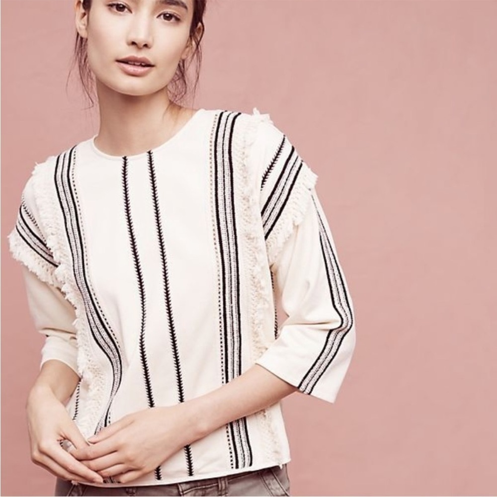 Eri + Ali Santillana Fringe Cotton Blouse